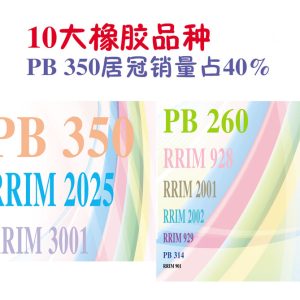 10大橡胶品种：PB 350 居冠销量占40%